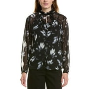 Anne Klein womens Ruffle Neck Blouse, s, Grey